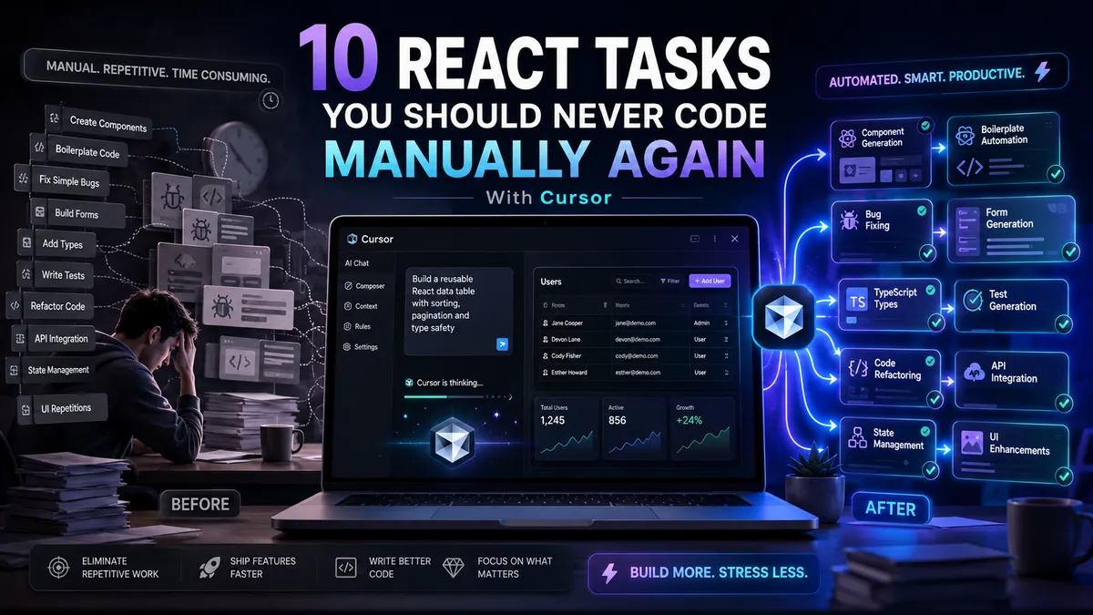 ۱۰ کار React که با Cursor دیگر نیازی به کدنویسی دستی ندارید