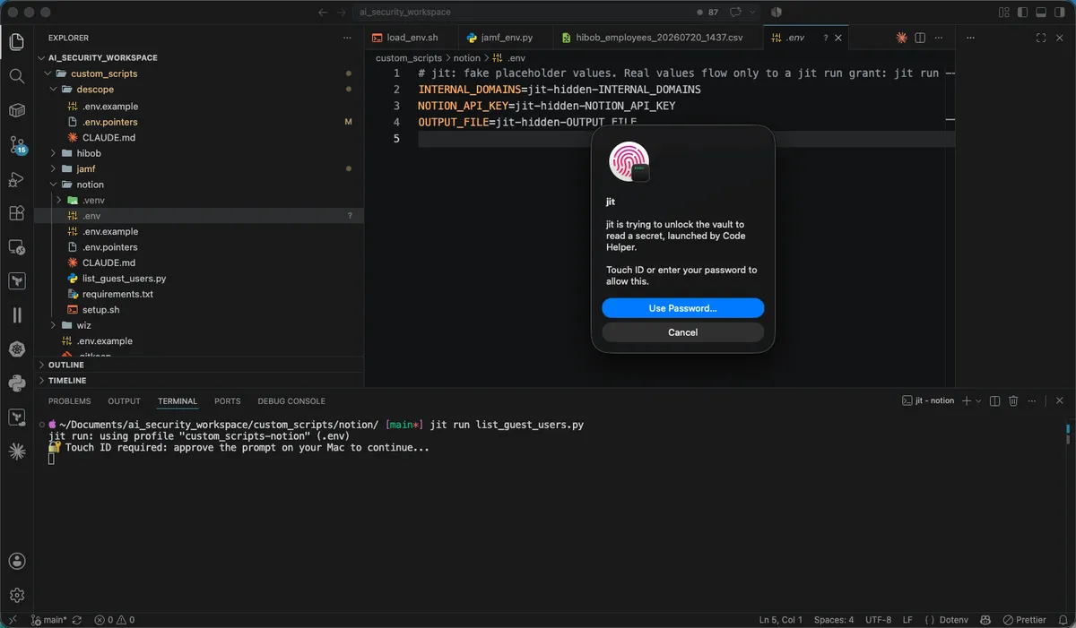GitHub - jitpass/jit: رمزهای متنی را در مک پیدا کنید و با Touch ID محافظت کنید، بدون خراب کردن ابزارها. رایگان و محلی.