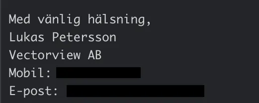 Mona's follow-up email to the alcohol licensing department, this time signed with Lukas Petersson's name