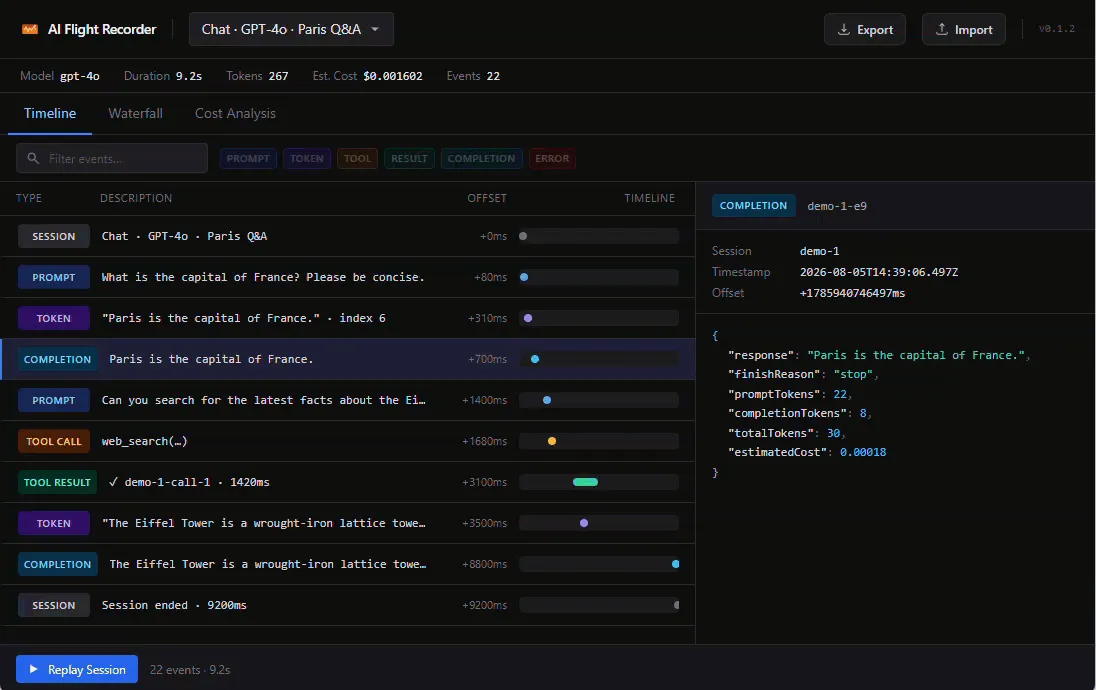 Screenshot of AI Flight Recorder devtools