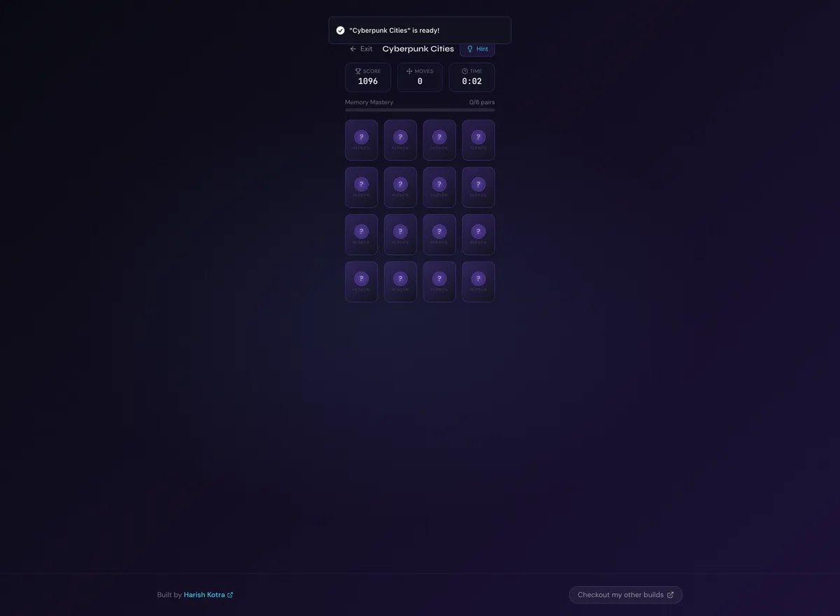 ساخت بازی حافظه مبتنی بر هوش مصنوعی با Next.js 15 و OpenRouter