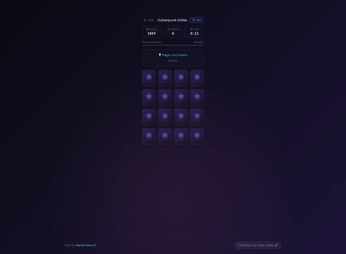 ساخت بازی حافظه مبتنی بر هوش مصنوعی با Next.js 15 و OpenRouter