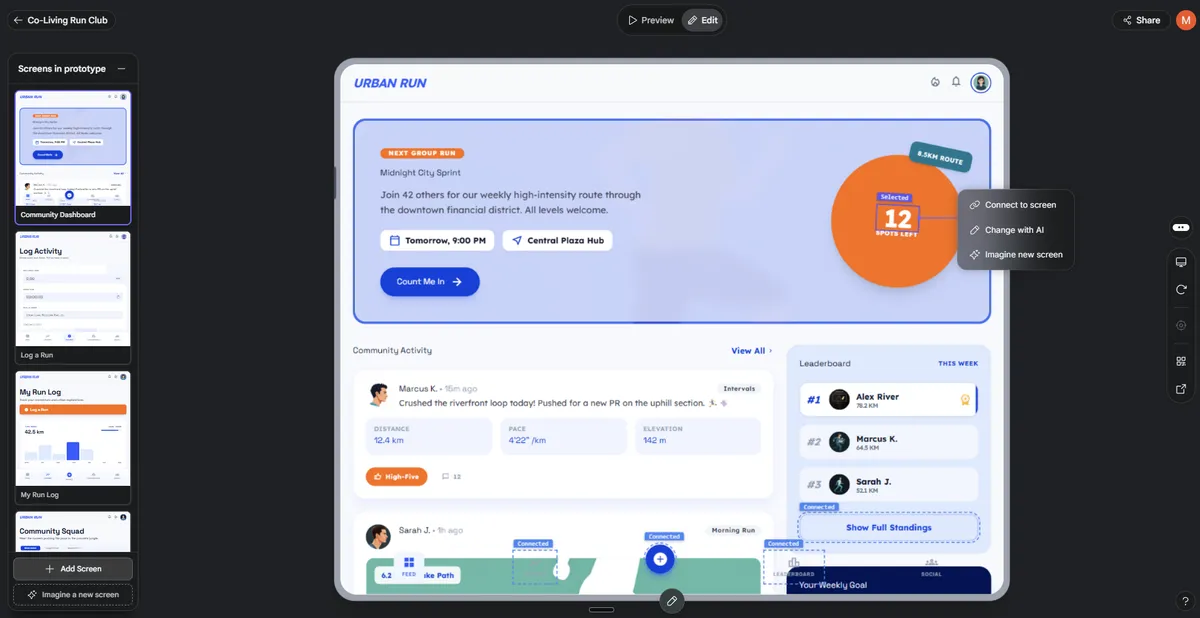 Instant Prototype in Google Stitch