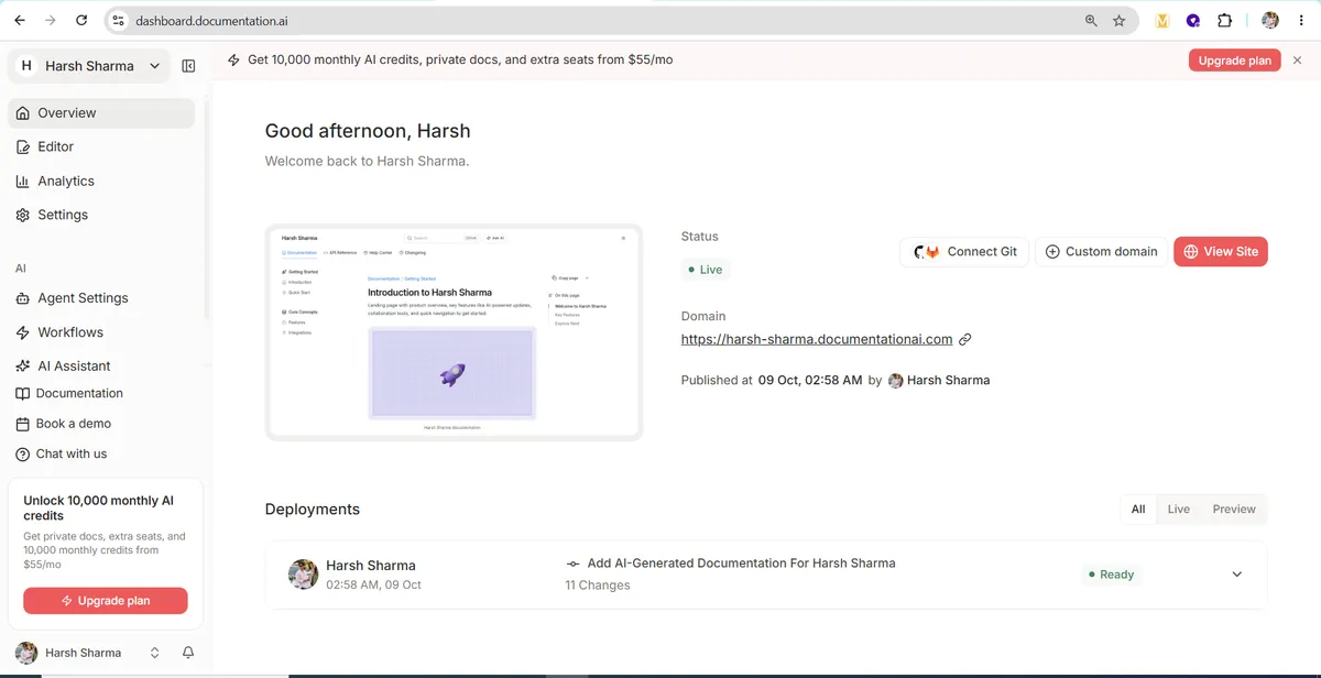 لوگوی Documentation.AI و عنوان مقاله: نحوه تعبیه مستندات و دستیار هوشمند در محصول