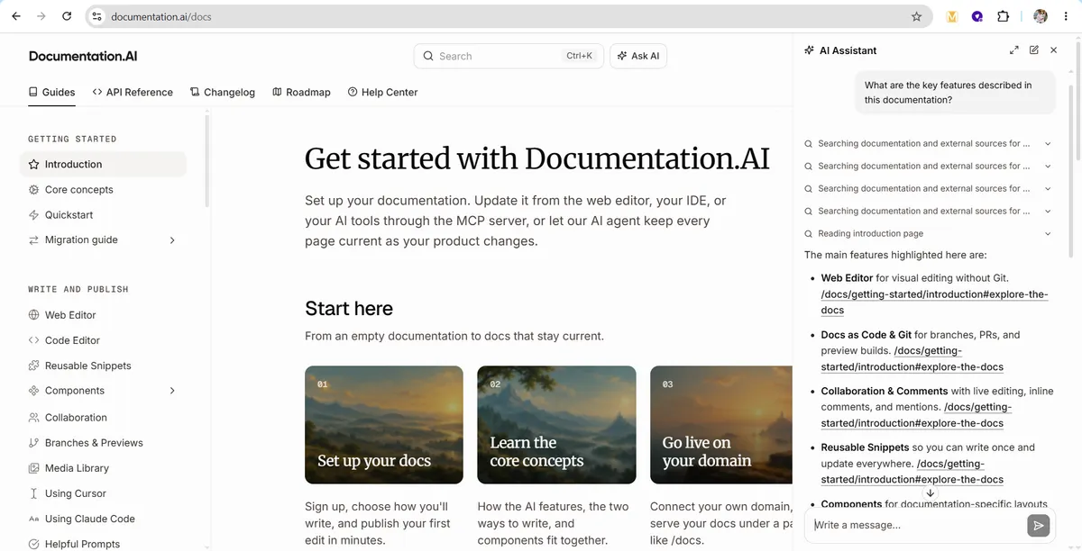 لوگوی Documentation.AI و نماد هوش مصنوعی در محصول نرمافزاری