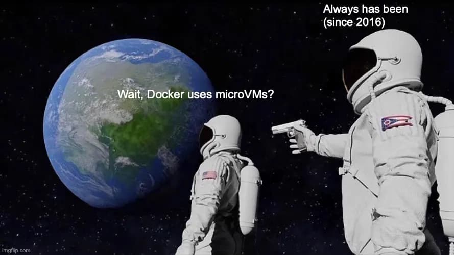 Docker همواره از میکروVMها استفاده کرده است.