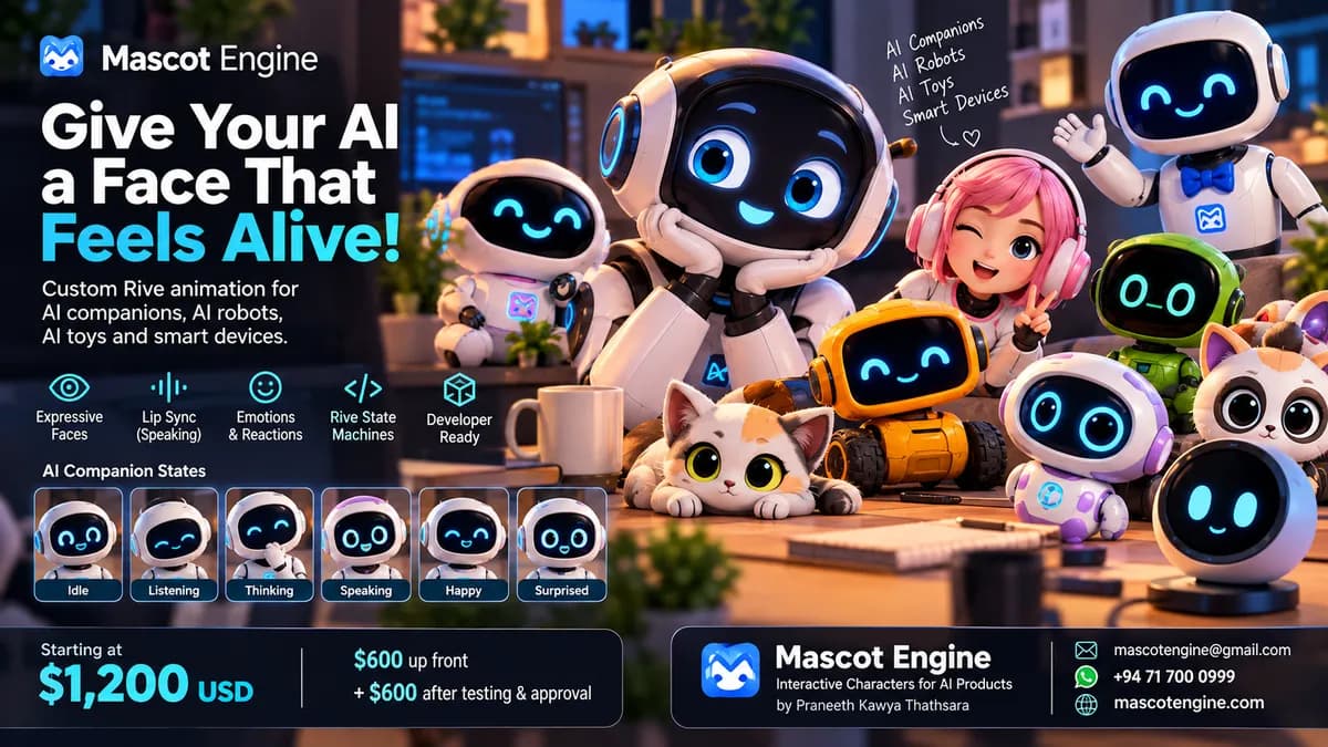 استخدام انیماتور Rive برای همراه هوشمند، ربات یا اسباببازی هوشمند