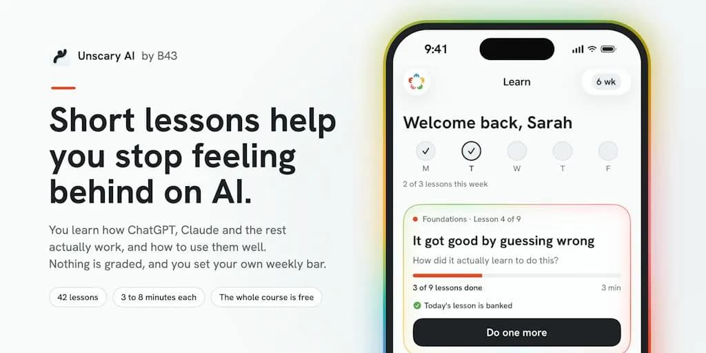 هوش مصنوعی ترسناک نیست: درسهای کوتاه شما را از عقبماندگی نجات میدهند. | Product Hunt