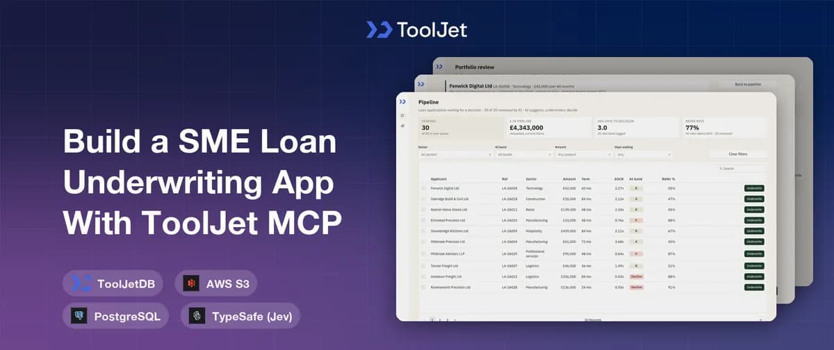 ساخت برنامه اعتبارسنجی وام SME با ToolJet MCP و Jev